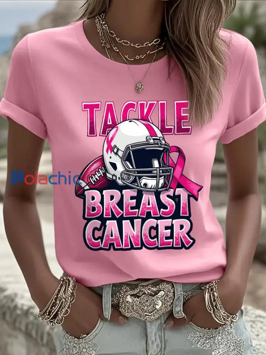 Tackle Breast Cancer Football Gameday Tee Femme Rose / S