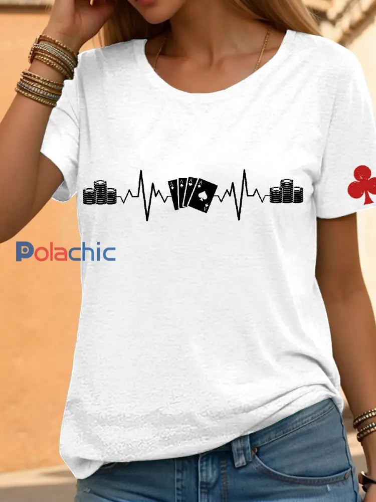 Tee-shirt poker femmes Blanc / S