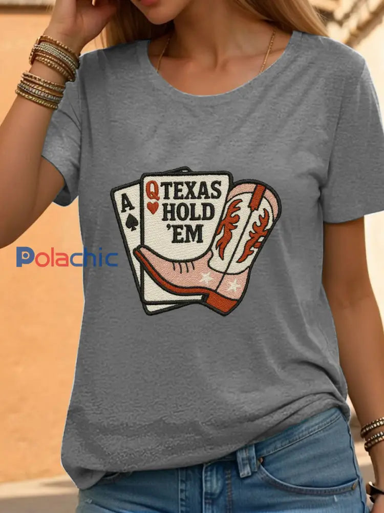 Tee-shirt poker femmes Gris clair / S
