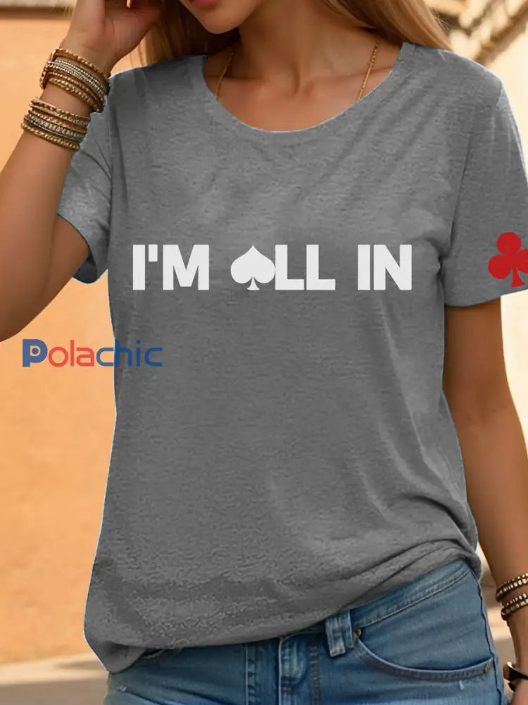 Tee-shirt poker femmes Gris clair / S