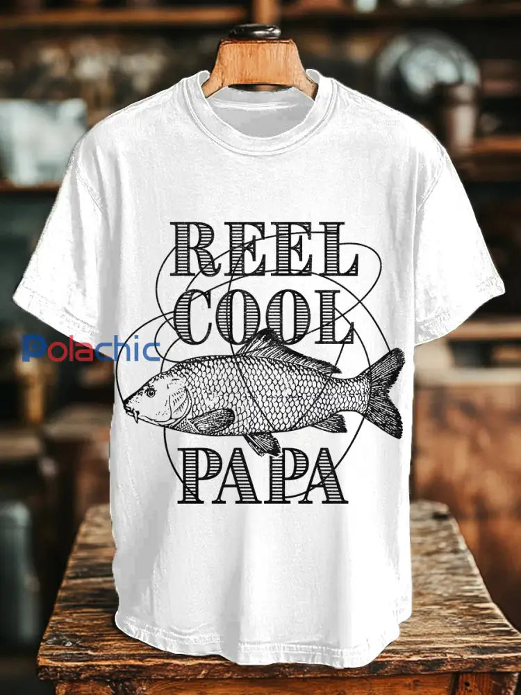 Tee shirts de pêche unisexe bobine cool papa Blanc / S