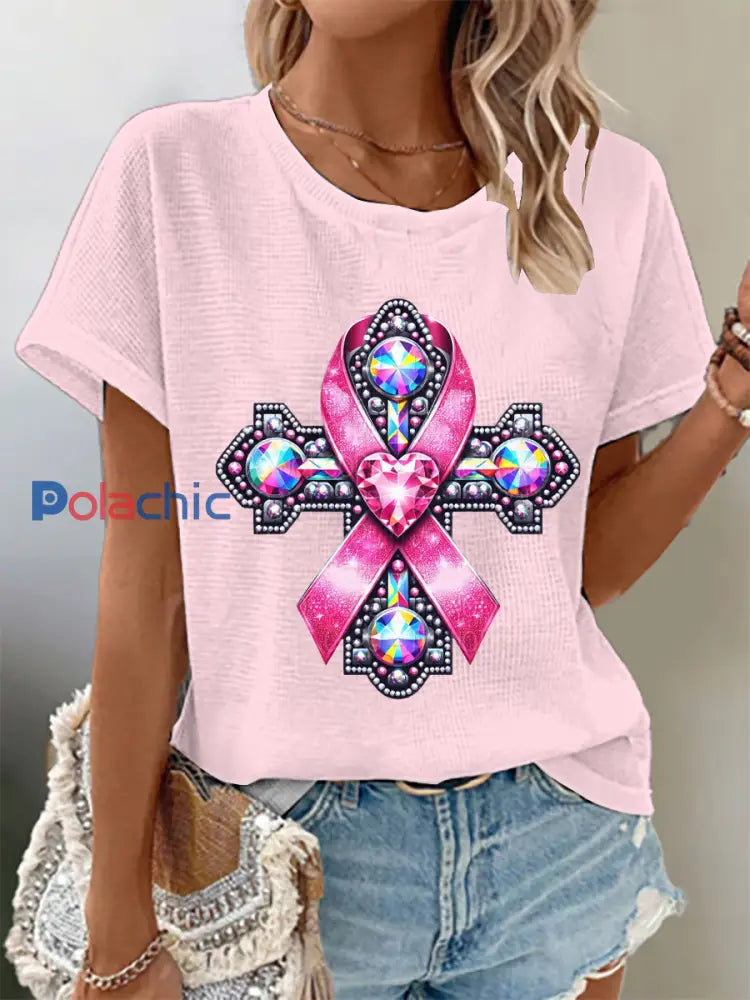 Tee-shirts Femme Faith Breast Pink Ribbon rose clair / S