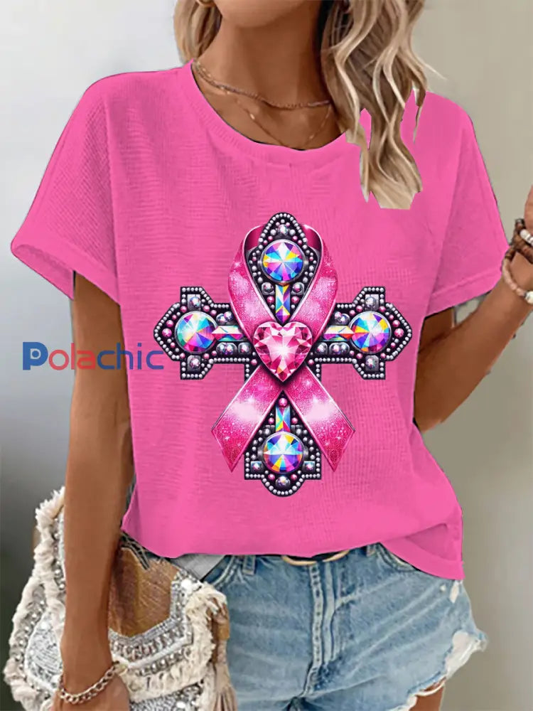 Tee-shirts Femme Faith Breast Pink Ribbon rose foncé / S