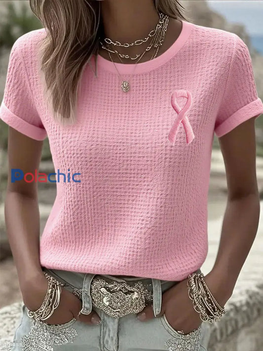 Tee-shirts femme ruban rose sensibilisation au cancer du sein Rose / S