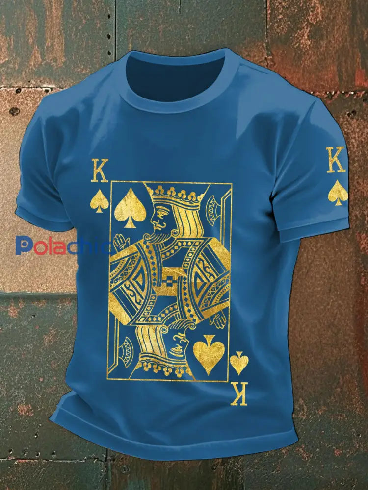 Tee shirts homme poker art print bleu / S