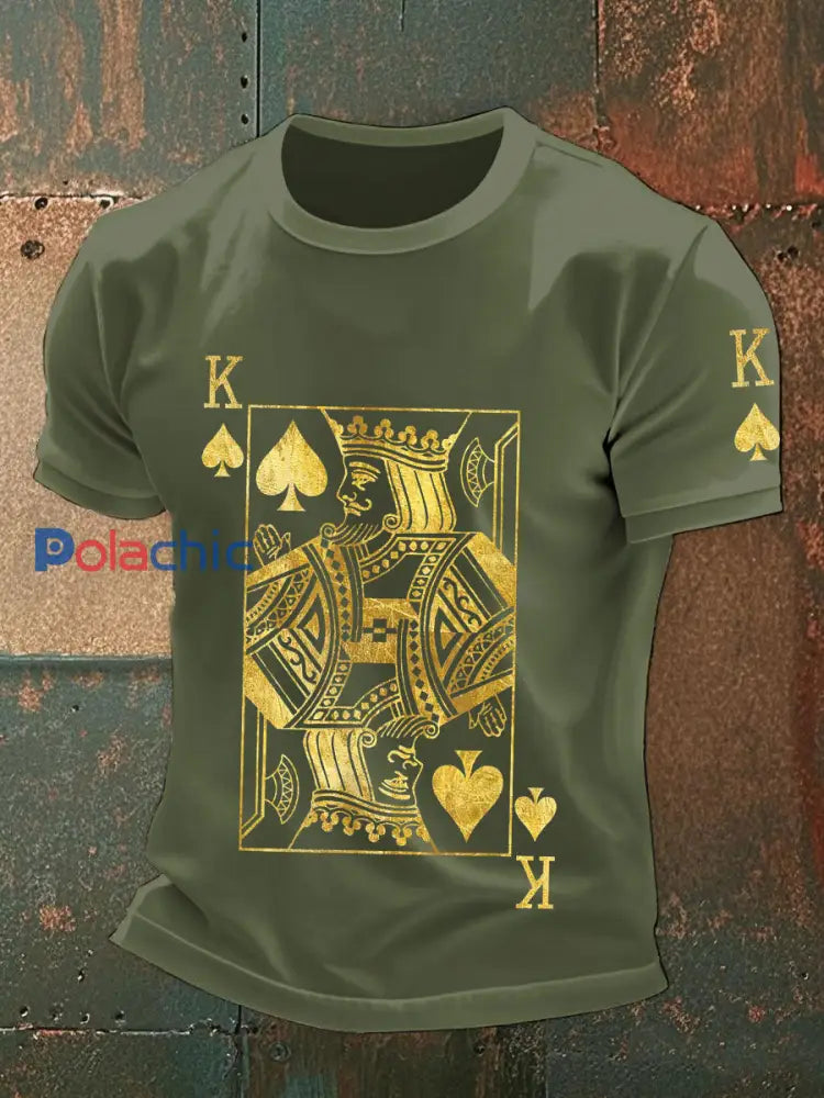 Tee shirts homme poker art print vert armée / S