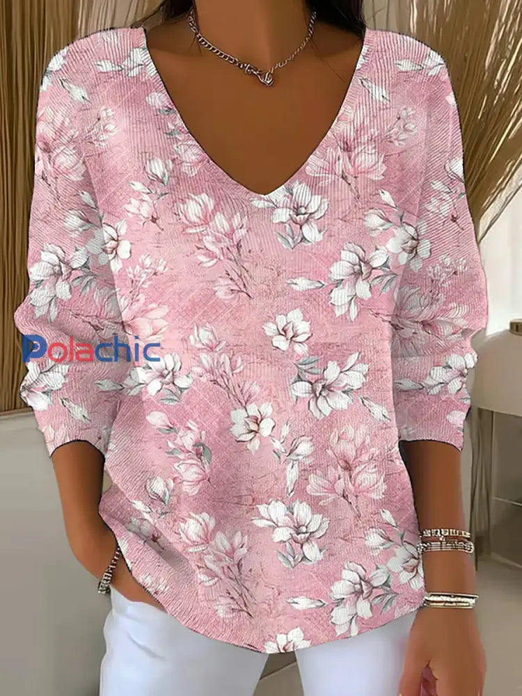Top Décontracté Femme Rose Imprimé Floral Rose / S