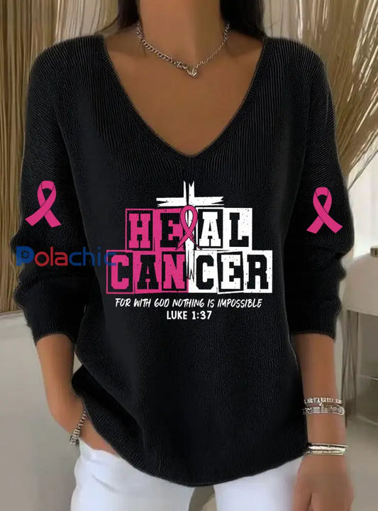 Top décontracté imprimé cancer du sein pour femmes Noir / S