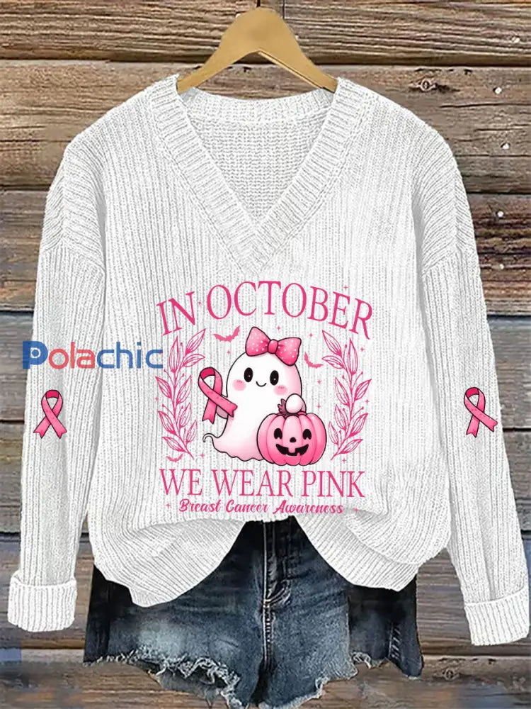 Top décontracté imprimé rose In october We Wear pour femme Blanc / S
