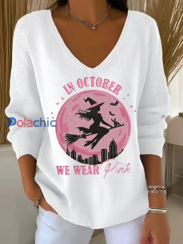 Top décontracté imprimé rose In october We Wear pour femme Blanc / S