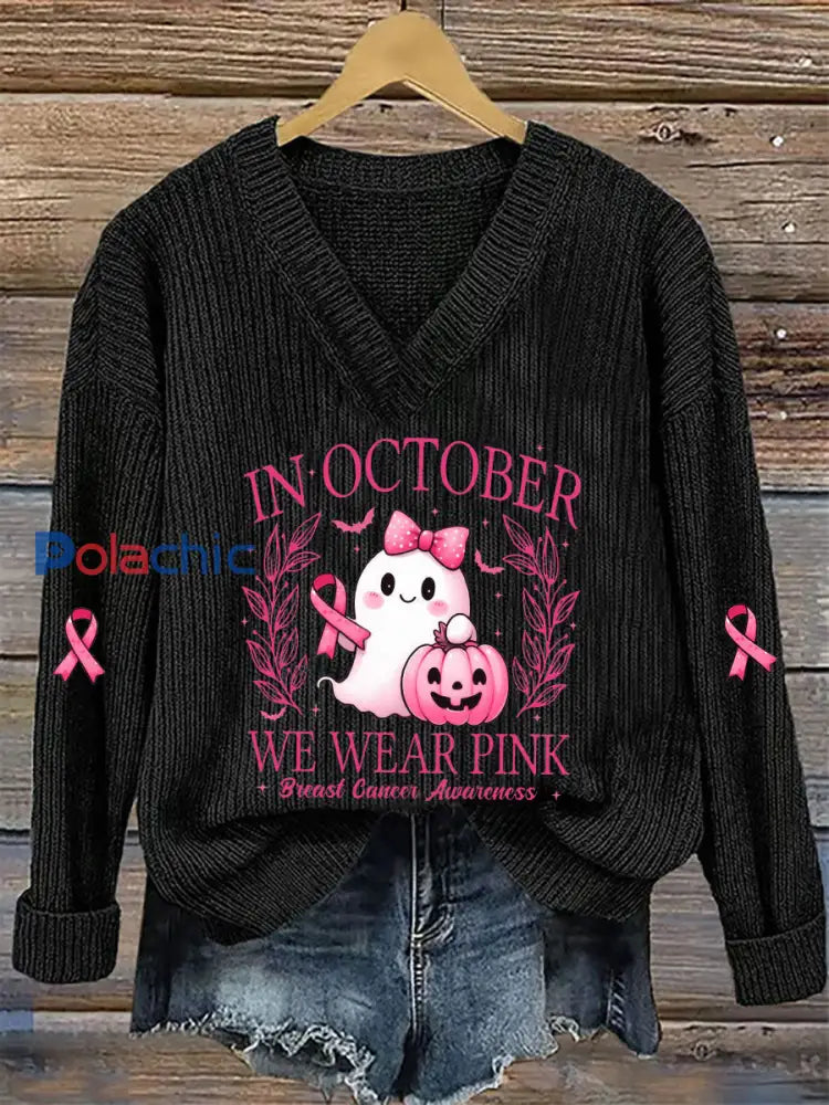 Top décontracté imprimé rose In october We Wear pour femme Noir / S