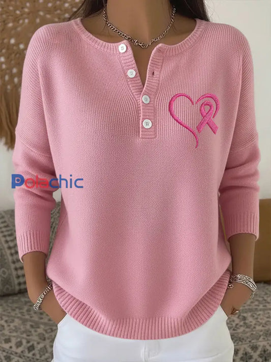 Top Décontracté Imprimé Ruban Rose Pour Femme Rose / S