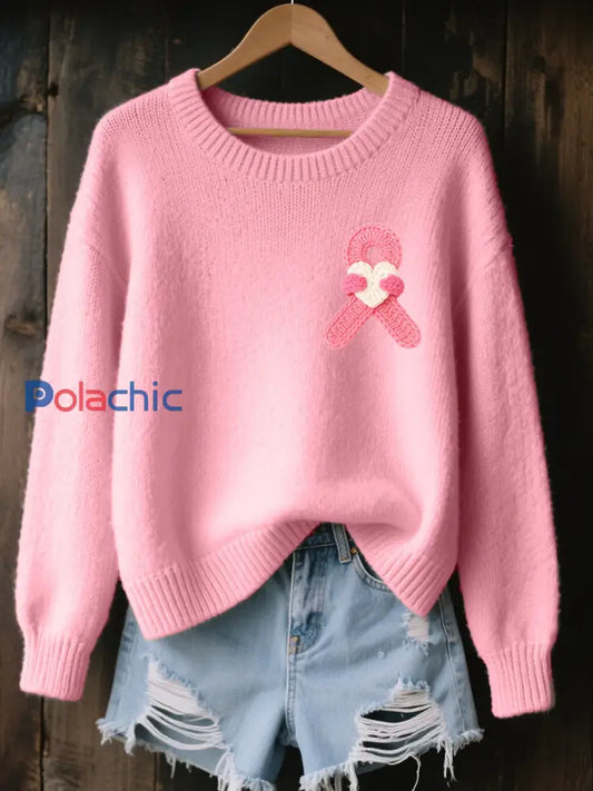 Top Décontracté Imprimé Ruban Rose Pour Femme Rose / S