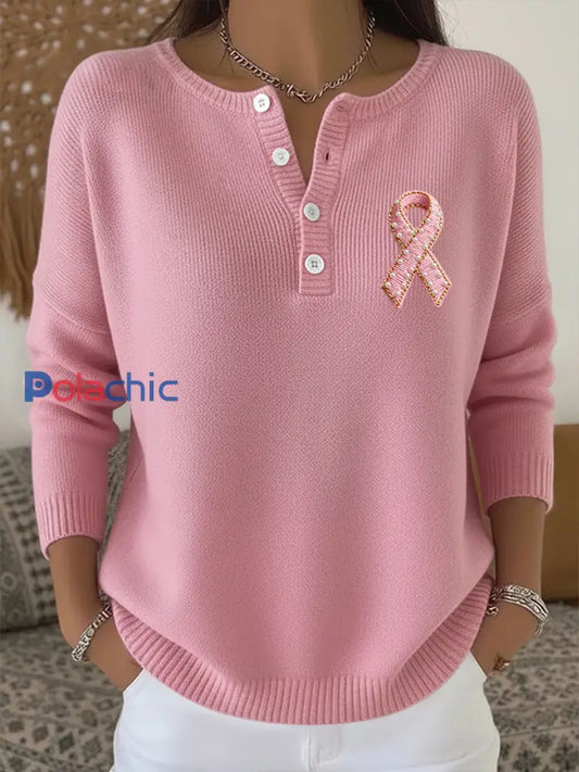 Top Décontracté Imprimé Ruban Rose Pour Femme Rose / S