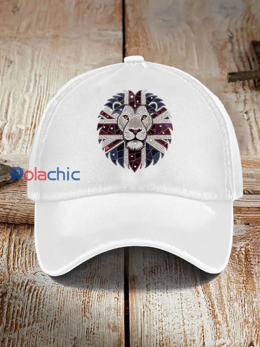 Unisexe imitation britannique diamant chaud-forage Imprimer Hat Blanc / ONE