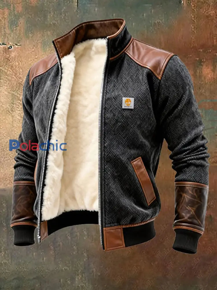 Veste de plein air rétro texturée chaude multi-poches pour hommes