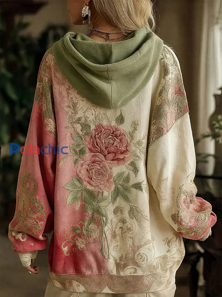 Veste Femme Rose À Capuche Fleurs Cancer Du Sein comme image / S