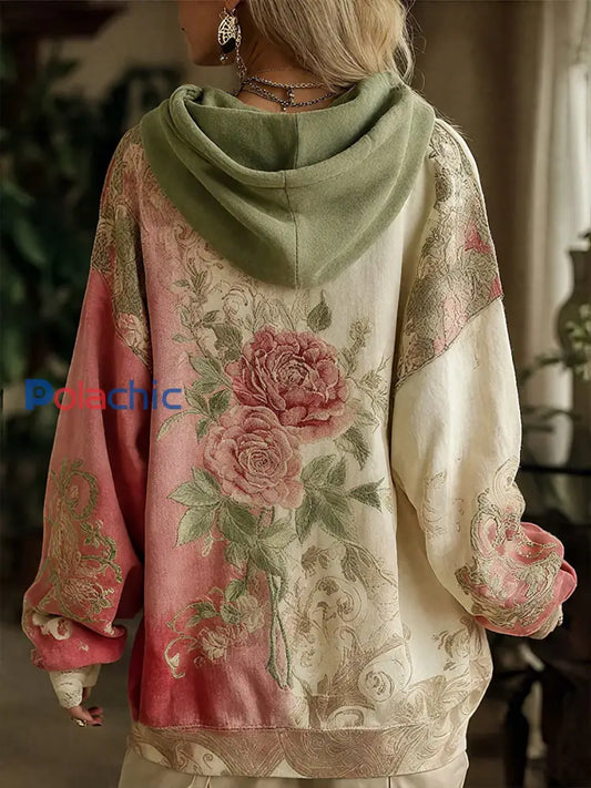 Veste Femme Rose À Capuche Fleurs Cancer Du Sein comme image / S