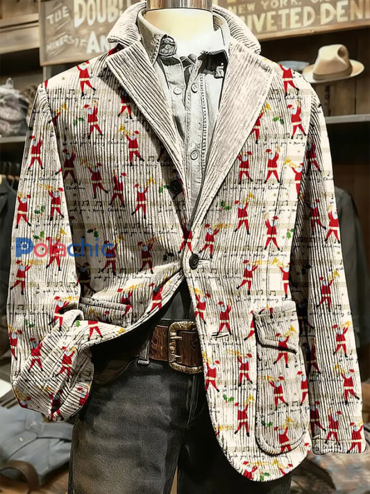 Veste imprimée d’art de Noël pour hommes Abricot / S