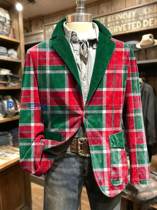 Veste imprimée d’art de Noël pour hommes Rouge / S