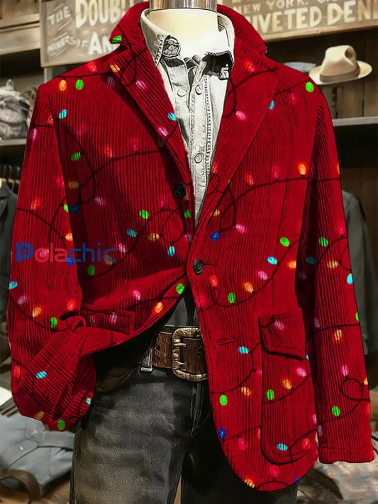 Veste imprimée d’art de Noël pour hommes Rouge / S