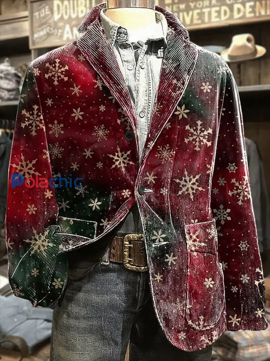 Veste imprimée d’art de Noël pour hommes Rouge / S