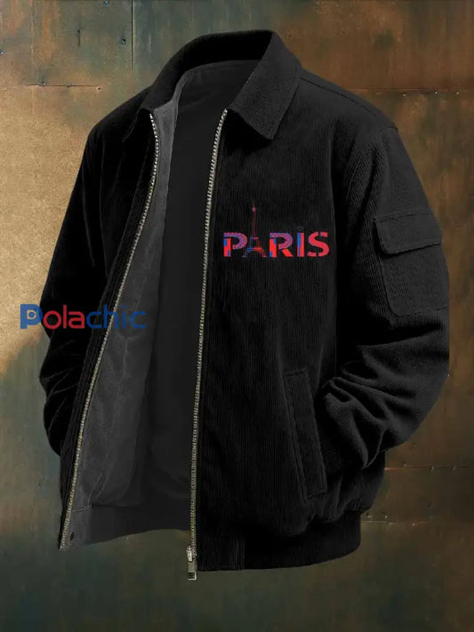 Vintage France Paris Motif Casual Veste Manteau comme image / S