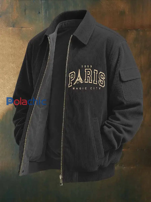 Vintage France Paris Motif Casual Veste Manteau comme image / S