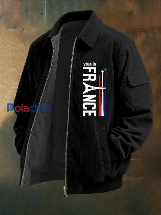Vintage France Paris Motif Casual Veste Manteau comme image / S