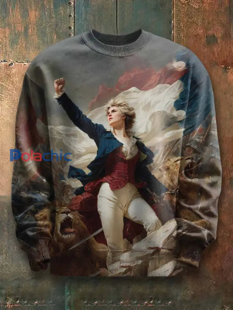 Vintage Motif Imprimé Casual Manches Longues Hoodie comme image / S