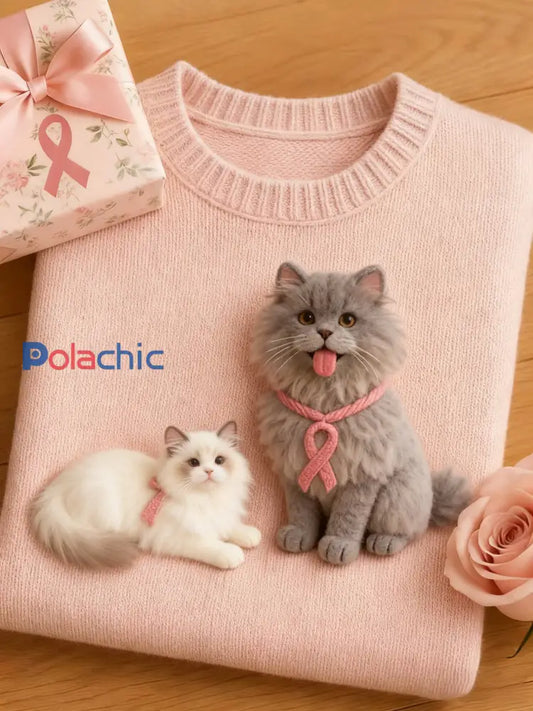 Women’s Breast Cancer Awareness Felted Animal Hoodie Rose / S