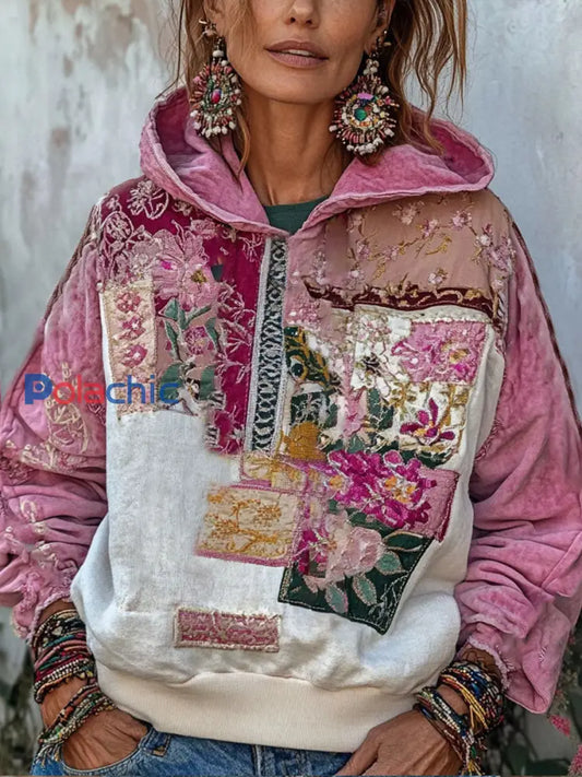 Women’s Breast Cancer Awareness Floral Art Imprimé Hoodie Rose / S