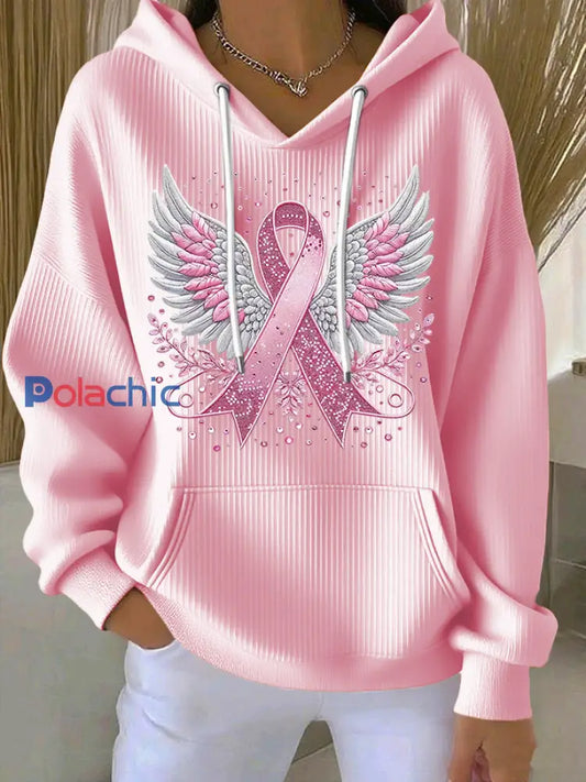 Women’s Breast Cancer Awareness Floral Art Sweat à capuche Rose Clair / S