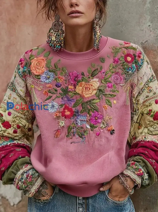Women’s Breast Cancer Awareness Floral Imprimé Sweatshirt Rose / S