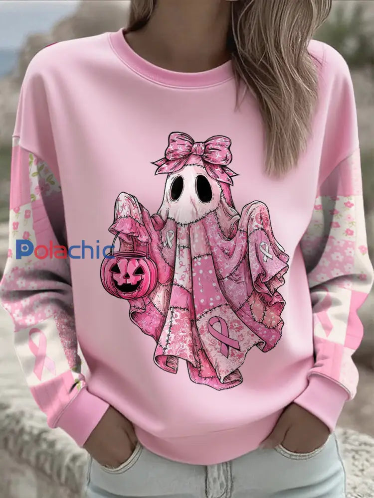 Women’s Breast Cancer Awareness Floral Imprimé Sweatshirt Rose / S