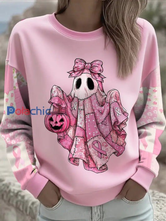 Women’s Breast Cancer Awareness Floral Imprimé Sweatshirt Rose / S