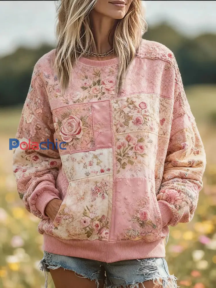 Women’s Breast Cancer Awareness Floral Imprimé Sweatshirt Rose / S