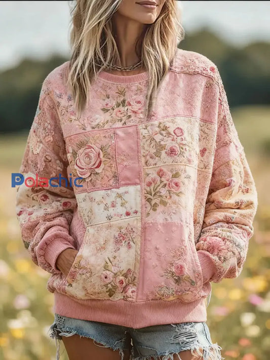 Women’s Breast Cancer Awareness Floral Imprimé Sweatshirt Rose / S