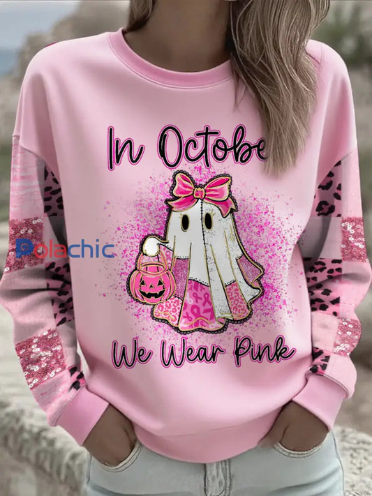 Women’s Breast Cancer Awareness Floral Imprimé Sweatshirt rose / S