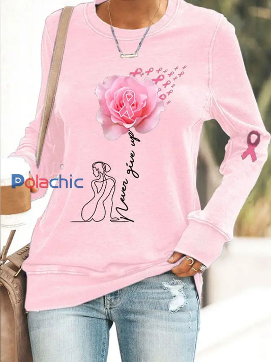 Women’s Breast Cancer Awareness Imprimer Sweatshirt Rose / S