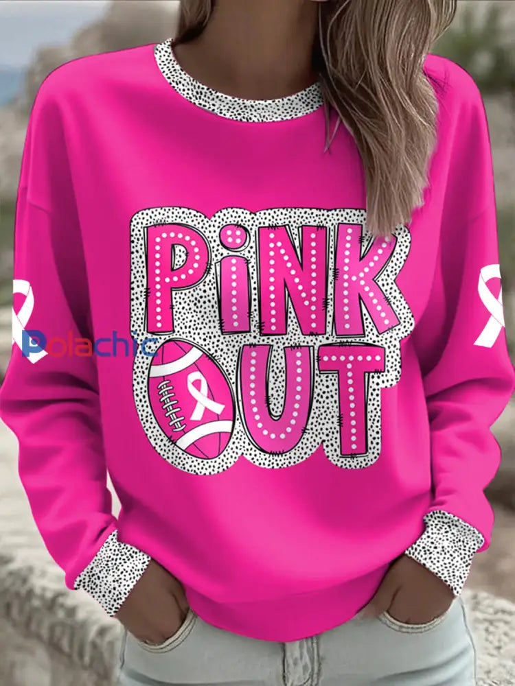 Women’s Breast Cancer Awareness Pink Out Football Sweatshirt imprimé Rose Rouge / S