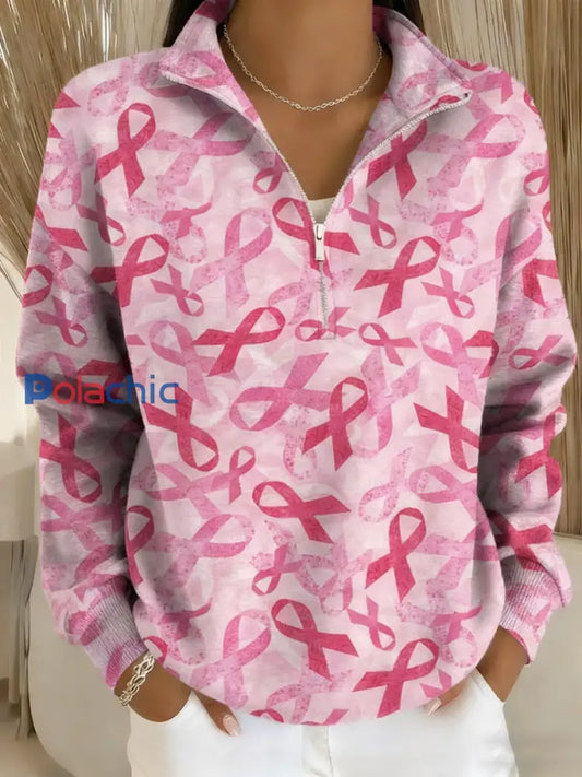 Women’s Breast Cancer Awareness Pink Ribbon Sweat-shirt décontracté comme image / S