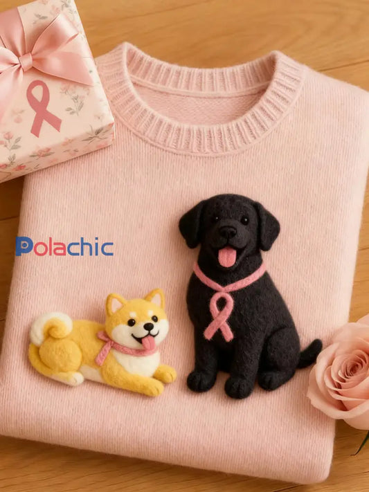 Women’s Breast Cancer Awareness Regular Fit Mignon Animal Sweatshirt Rose / S