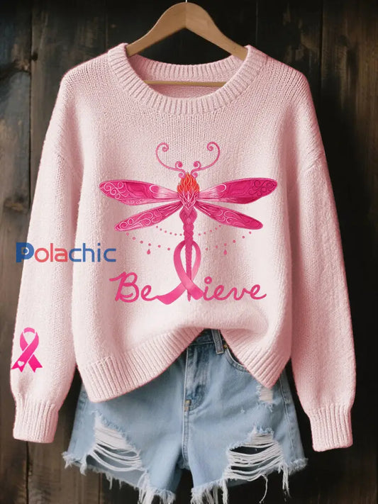 Women’s Breast Cancer Awareness Rose Ruban Imprimé Sweatshirt Rose Clair / S