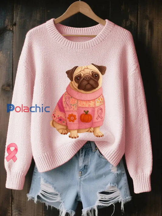 Women’s Breast Cancer Awareness Rose Ruban Imprimé Sweatshirt Rose Clair / S