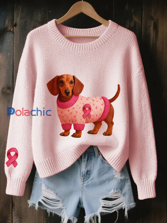 Women’s Breast Cancer Awareness Rose Ruban Imprimé Sweatshirt Rose Clair / S