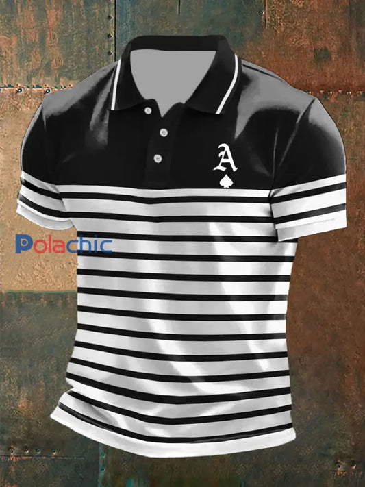 Ace de pique de poker hommes tops rayés Noir / S