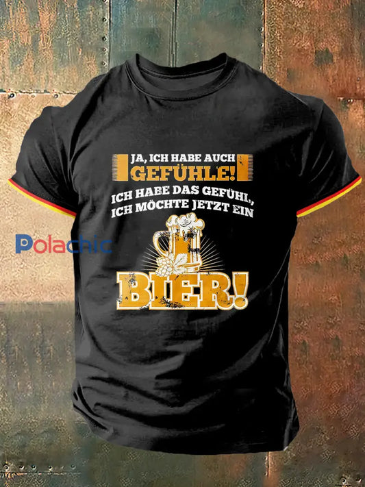 Allemagne Bier Imprimer Vintage Fashion T-shirt à manches courtes pour hommes Noir / S