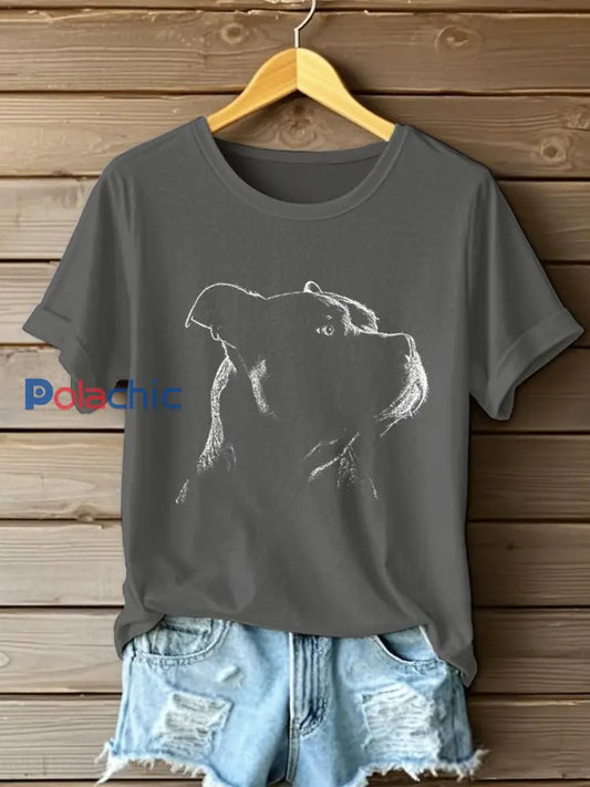 American Bully Print T-shirt décontracté Femme Gris foncé / S