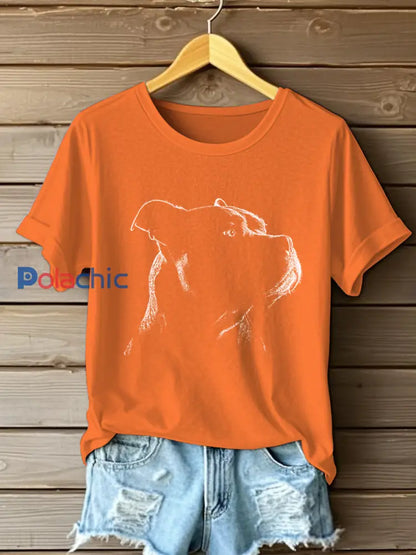 American Bully Print T-shirt décontracté Femme Orange / S